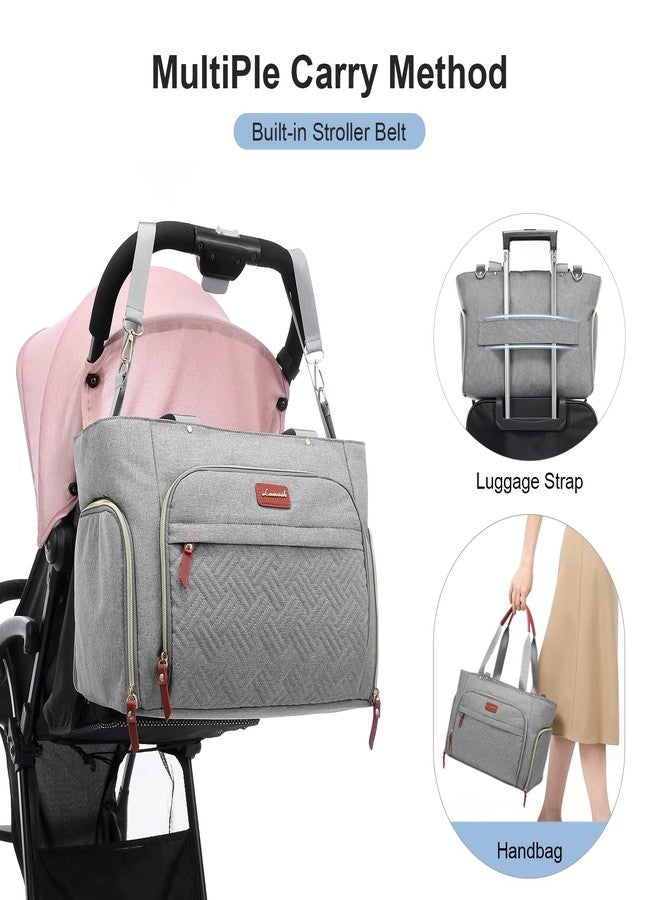LOVEVOOK Diaper Bag Set, 3-Piece Set with Laptop Pocket, Cooler Bag & Changing Pad, Fits Most Breast Pumps, Grey, 15.7" x 8" x 11", For Mothers, Newborn - 3 Years - Image 4